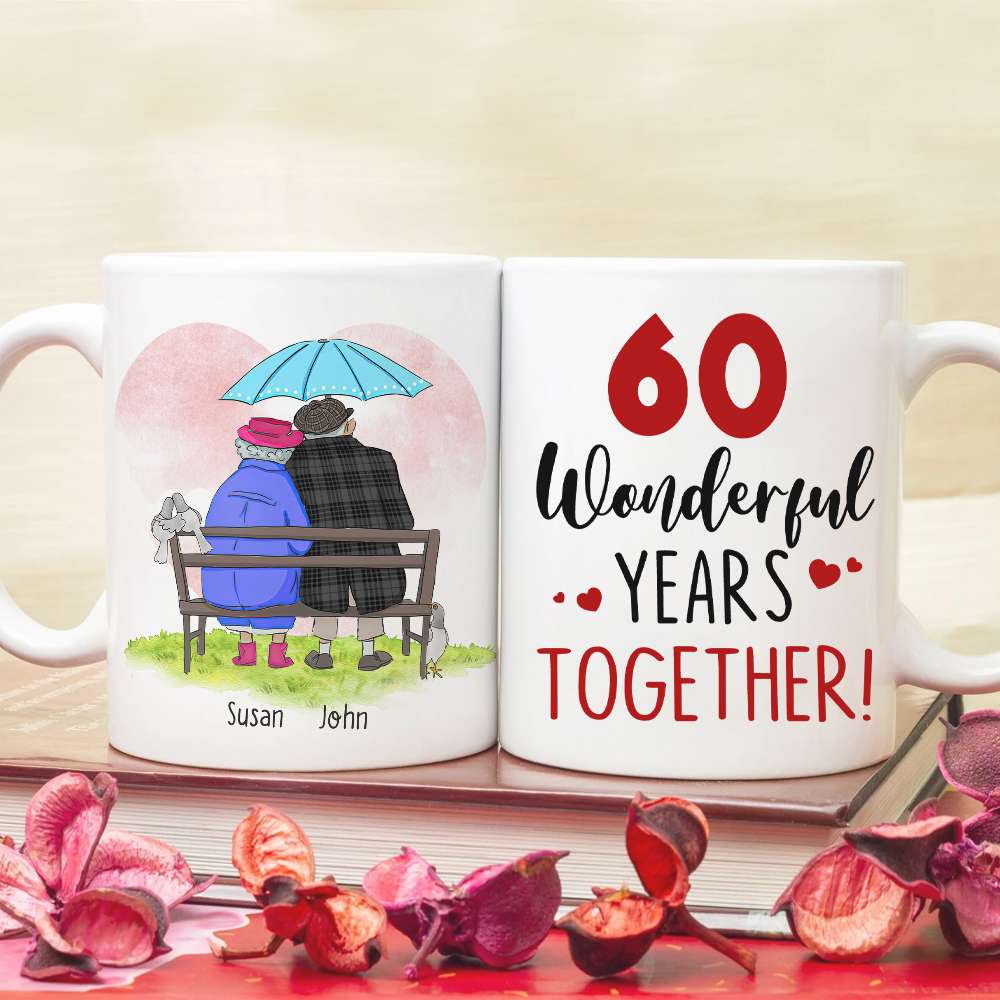 Anniversary Wonderful Years Together, Valentine Day Happy Forever Couple Married White Mug Gift For My Wife My Husband