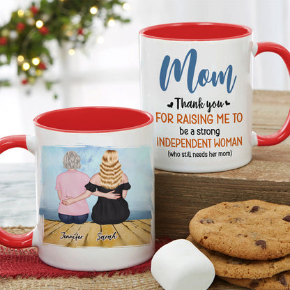 Mom, Thank You For Raising Me, Gift For Mom, Personalized Mug, Mom And Daughter Sitting Mug, Mother's Day Gift