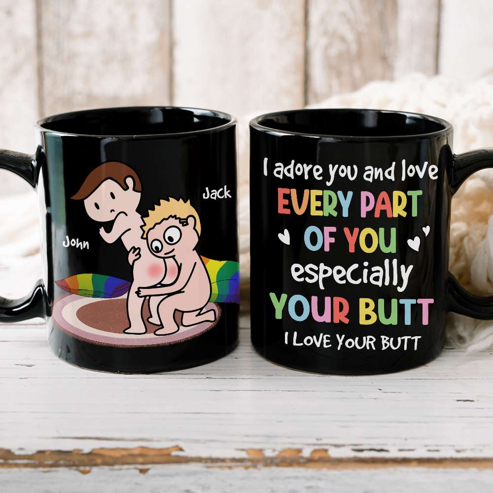 I Adore You And Love Every Part Of You, Personalized Mug, Gift For Couple, LGBT+ Couple