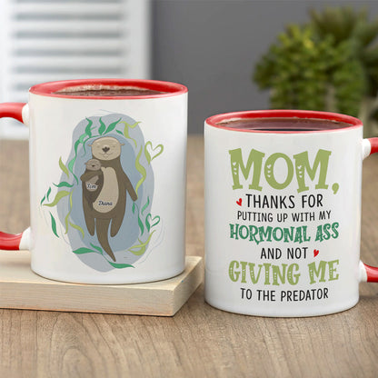 Otter Mother's Love Grows By Giving, Personalized Mom White Mug, Accent, Wine Tumbler Gift For Mom