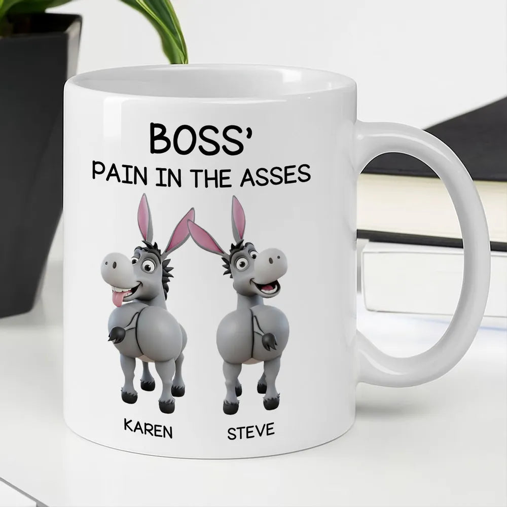 Funny Personalized White Ceramic Mug for Boss Custom Cartoon Donkey Team, Unique Office Gift for Coworkers, Hilarious Value-Priced Present