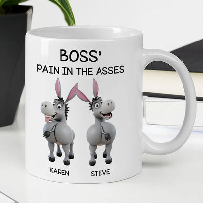 Funny Personalized White Ceramic Mug for Boss Custom Cartoon Donkey Team, Unique Office Gift for Coworkers, Hilarious Value-Priced Present