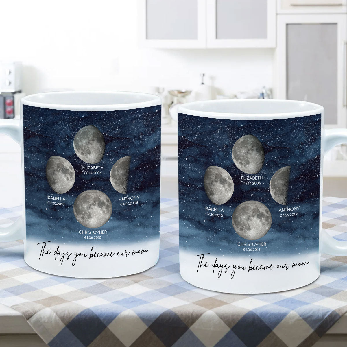Starry Night Custom Birth Moon Phase The Day You Became Mom Personalized Mug, Gift