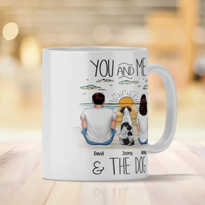 You, Me & the Dog Personalized Sunrise Mug Romantic Gift for Dog Lovers or Cat Lovers