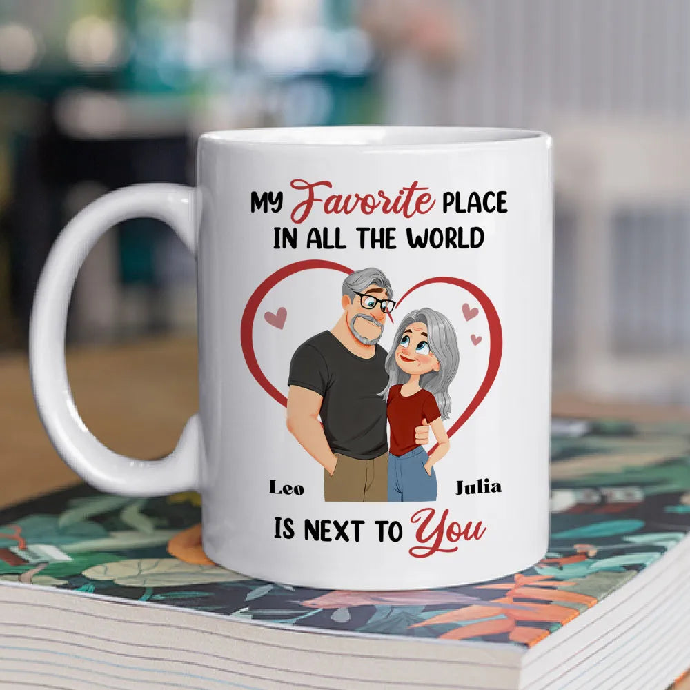 Ceramic Mug 'My Favorite Place' Couple Design, Personalized Love Gift For Couples, Sweet Daily Coffee Reminder