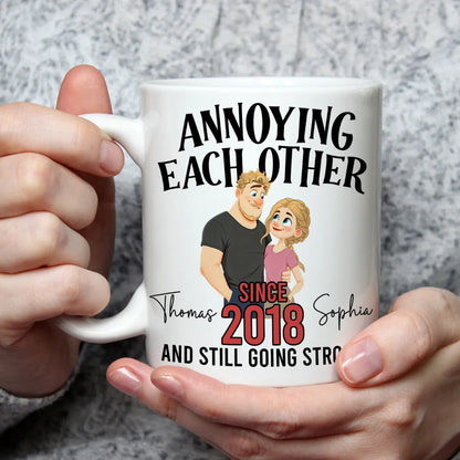 Personalized Ceramic Mug with Cute Couple Illustration for Morning Coffee, Funny Romantic Gift for Couples
