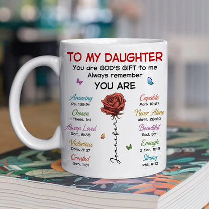 To My Daughter You Are God's Gift Ceramic Mug, Personalized Name Coffee Mug, Faith Inspired Daily Reminder Gift