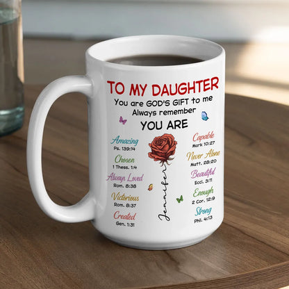 To My Daughter You Are God's Gift Ceramic Mug, Personalized Name Coffee Mug, Faith Inspired Daily Reminder Gift