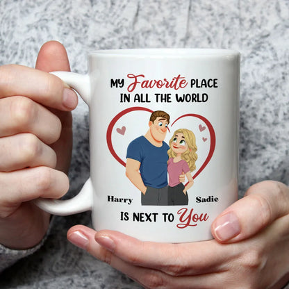 Ceramic Mug 'My Favorite Place' Couple Design, Personalized Love Gift For Couples, Sweet Daily Coffee Reminder