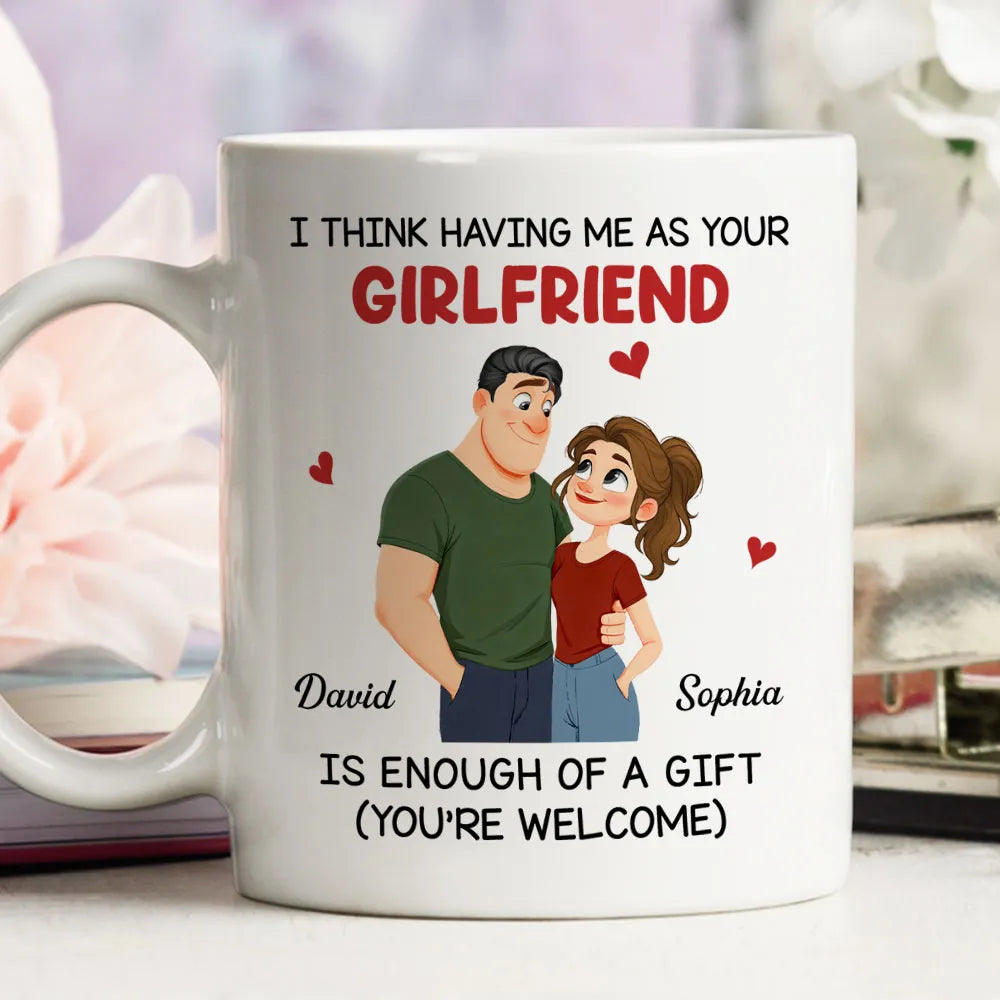 Ceramic Mug Personalized With Playful Girlfriend Quote Cute Couple Design A Unique Romantic Gift For Him