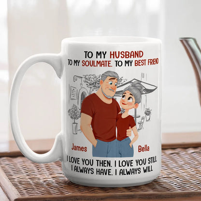 Personalized Ceramic Mug With Cute Couple Illustration, 'I Always Have I Always Will' Romantic Gift For Husband