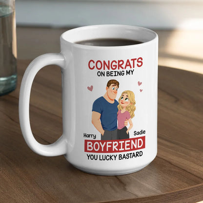 Funny Romantic Personalized Ceramic Mug Congrats On Being My Husband Cute Couple Coffee Gift for Him