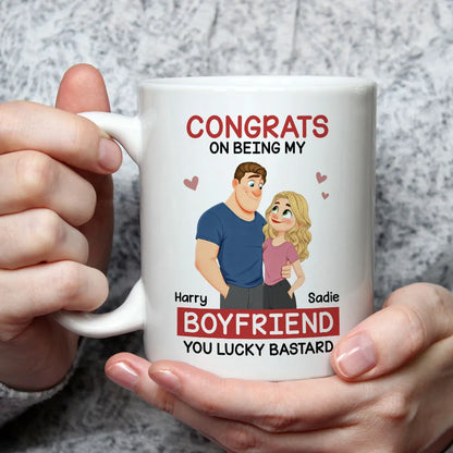 Funny Romantic Personalized Ceramic Mug Congrats On Being My Husband Cute Couple Coffee Gift for Him