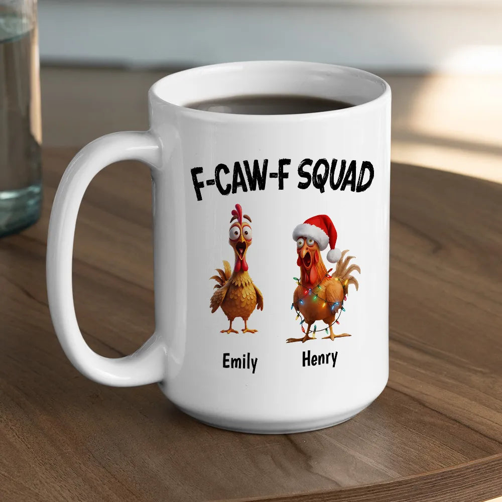 Personalized Chicken Squad Mug with Custom Names Funny Office Team Coffee Cup Gift