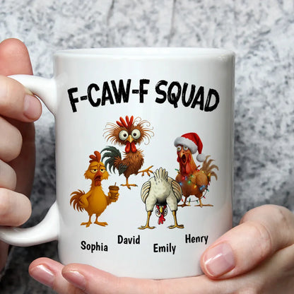 Personalized Chicken Squad Mug with Custom Names Funny Office Team Coffee Cup Gift