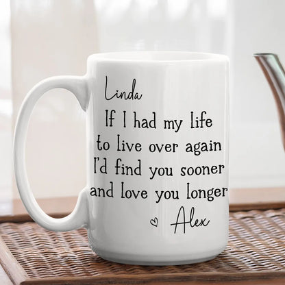 Custom Love You Longer Coffee Mug, Personalized White Ceramic Mug for Partner, Sweet Daily Reminder & Thoughtful Romantic Gift