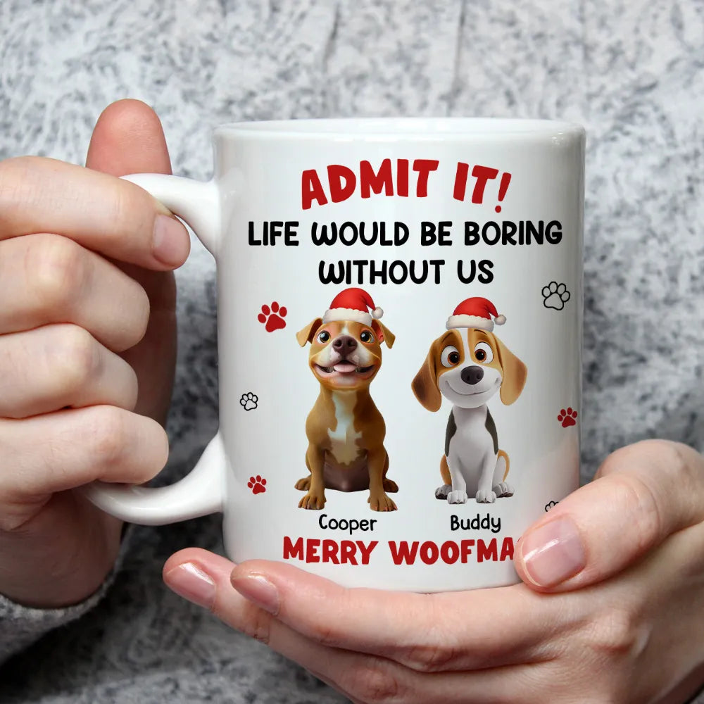 Personalized White Ceramic Mug with Cute Corgi Cartoon, Admit It Quote, Fun Christmas Pet Lover Gift