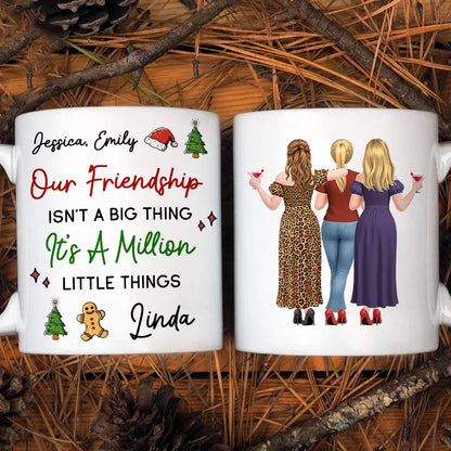 Mug with Friendship Quote & Festive Friends Art, cozy holiday coffee, unique gift for Best Friend