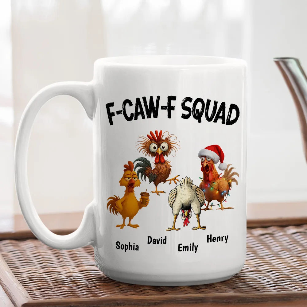 Personalized Chicken Squad Mug with Custom Names Funny Office Team Coffee Cup Gift