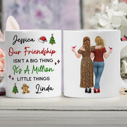 Mug with Friendship Quote & Festive Friends Art, cozy holiday coffee, unique gift for Best Friend