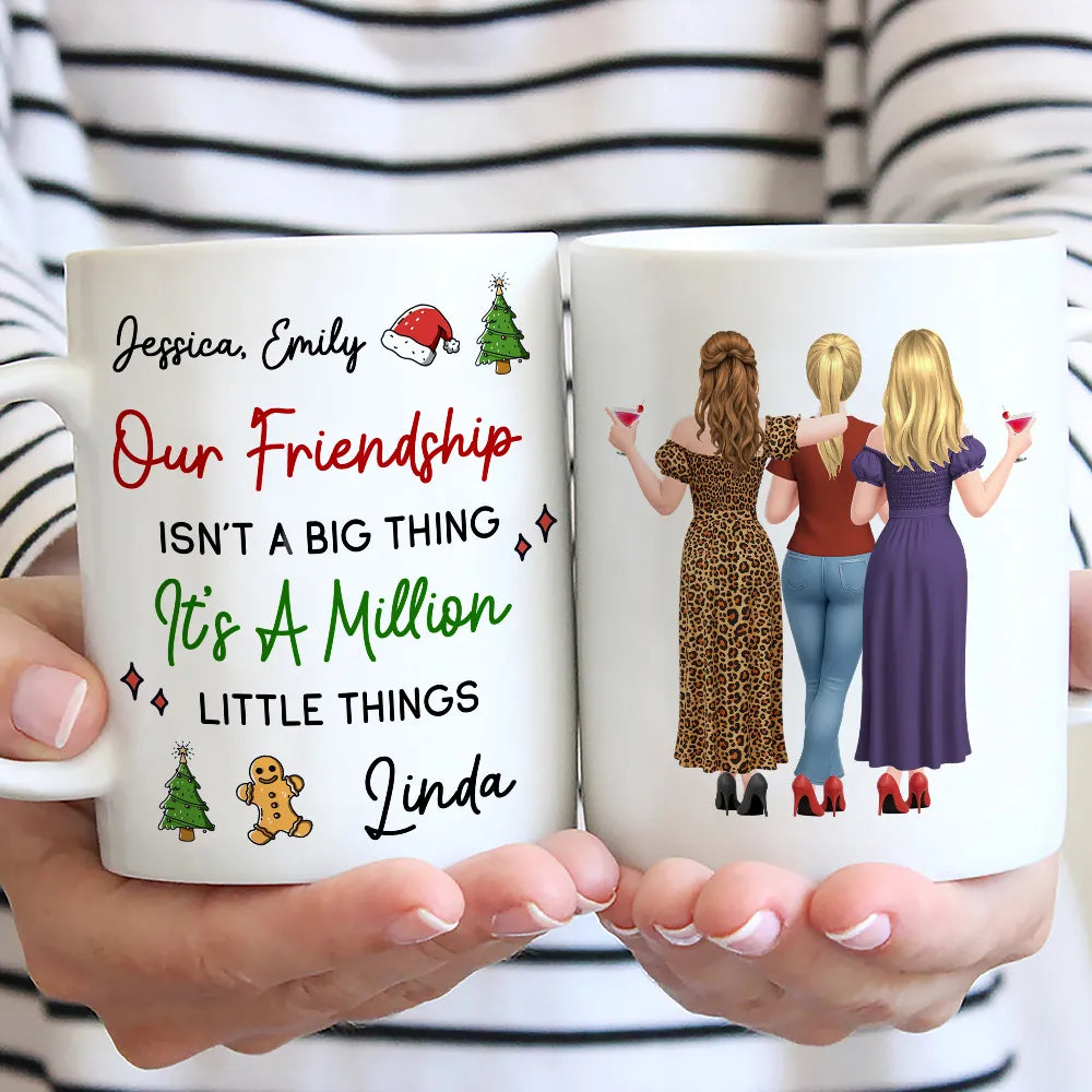 Mug with Friendship Quote & Festive Friends Art, cozy holiday coffee, unique gift for Best Friend