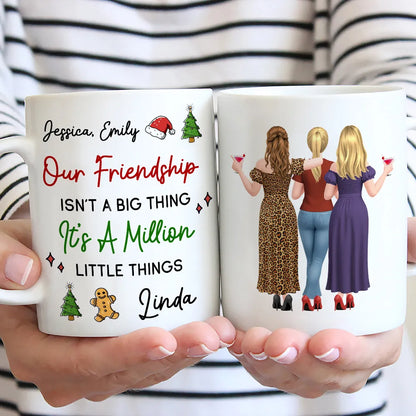 Mug with Friendship Quote & Festive Friends Art, cozy holiday coffee, unique gift for Best Friend