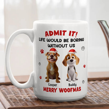 Personalized White Ceramic Mug with Cute Corgi Cartoon, Admit It Quote, Fun Christmas Pet Lover Gift