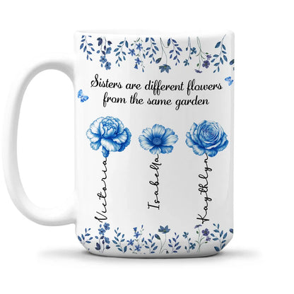 Sisters Are Different Flowers Toile De Jouy Style - Personalized Custom Coffee Mug