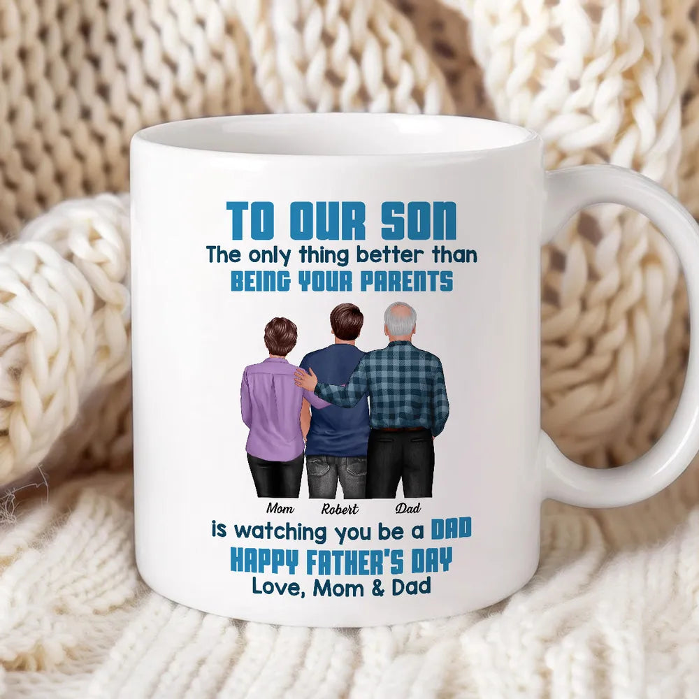 To My Son Back-View Hug Ceramic Mug Watching You Be a Dad Father's Day Gift