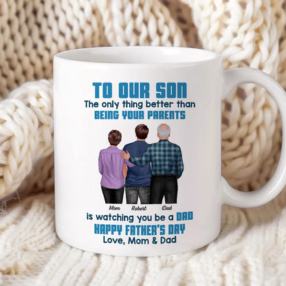 To My Son Back-View Hug Ceramic Mug Watching You Be a Dad Father's Day Gift