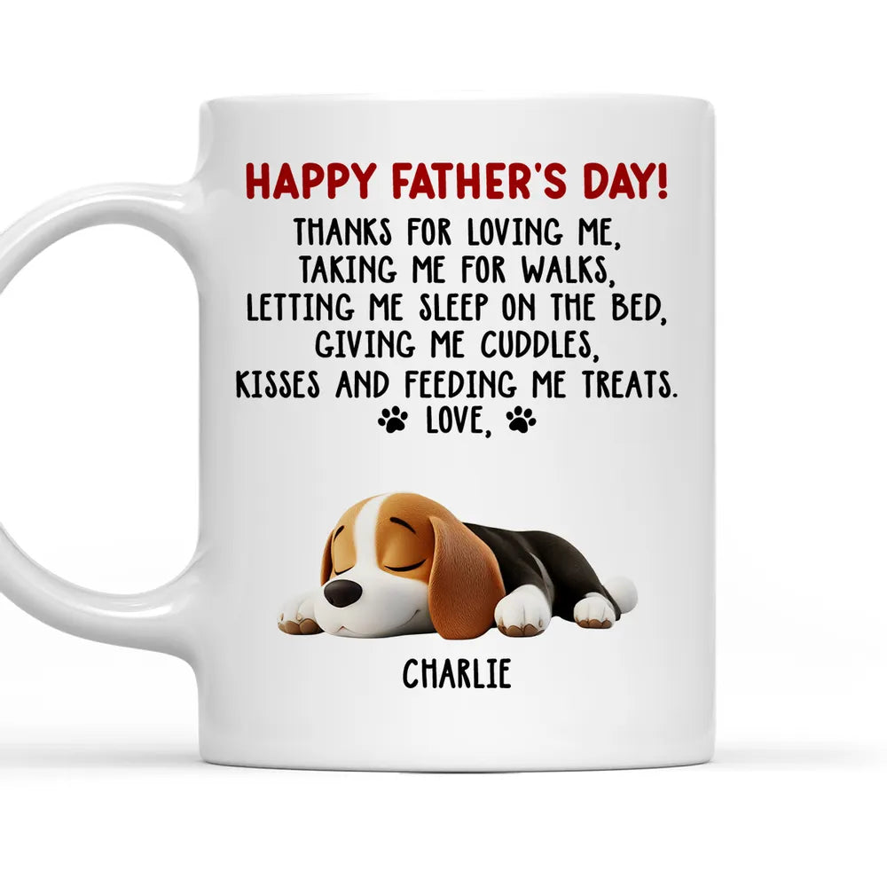 Funny Pet-Themed White Ceramic Mug Father's Day Gift for Dog Dads Featuring Sleeping Puppy