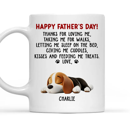 Funny Pet-Themed White Ceramic Mug Father's Day Gift for Dog Dads Featuring Sleeping Puppy