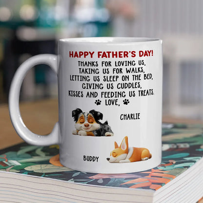Funny Pet-Themed White Ceramic Mug Father's Day Gift for Dog Dads Featuring Sleeping Puppy
