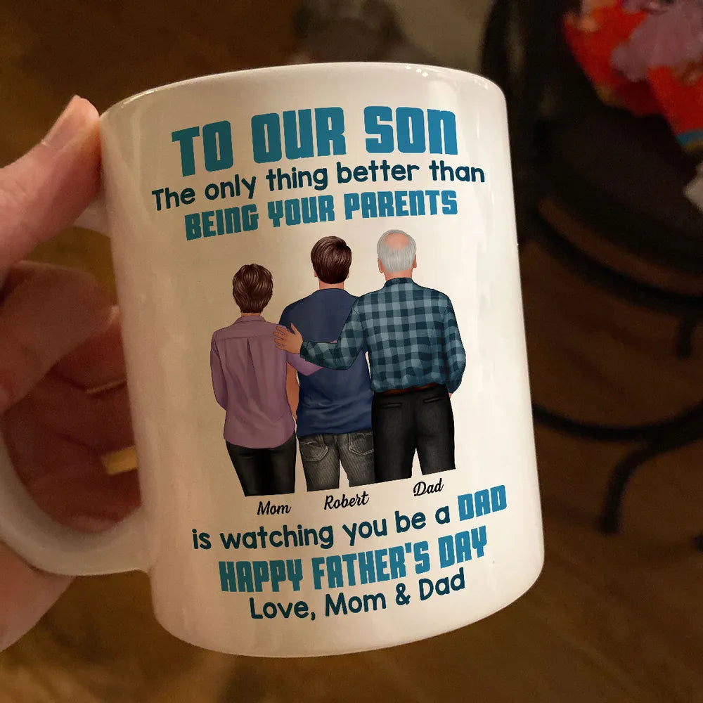 To My Son Back-View Hug Ceramic Mug Watching You Be a Dad Father's Day Gift