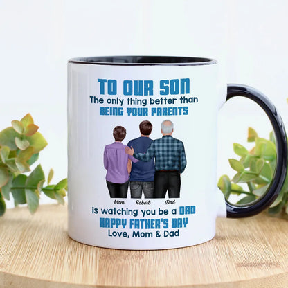 To My Son Back-View Hug Ceramic Mug Watching You Be a Dad Father's Day Gift