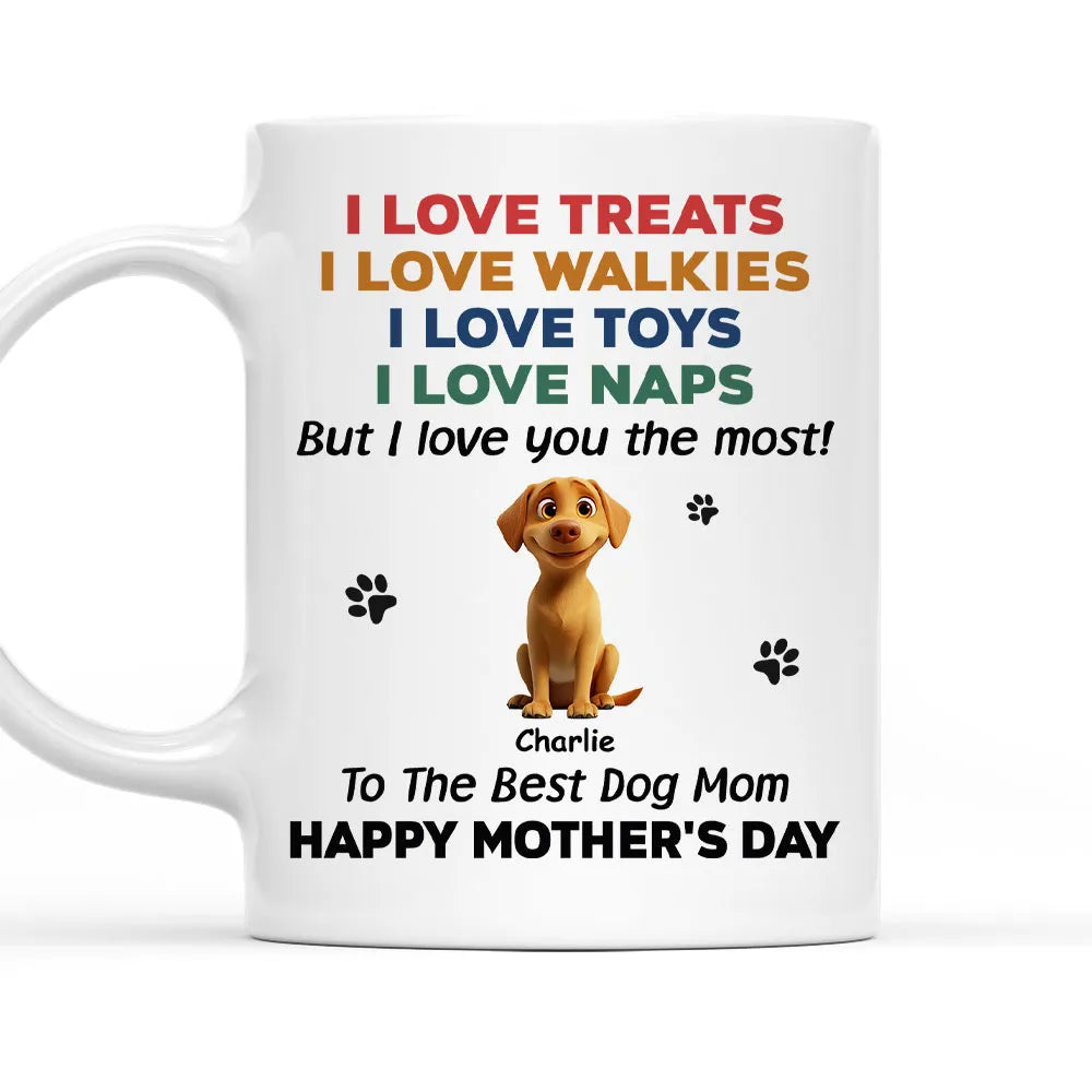 Custom Dog Dad Mug "We Love You the Most!" Funny Father's Day Gift for Pet Lovers, White Ceramic Cup