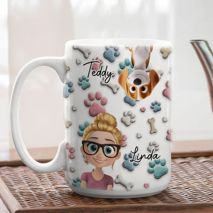 Personalized Ceramic Mug with Patriotic Paw-Print Design