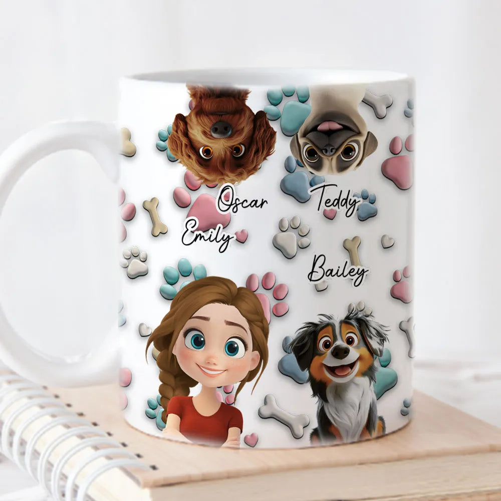 Personalized Ceramic Mug with Patriotic Paw-Print Design