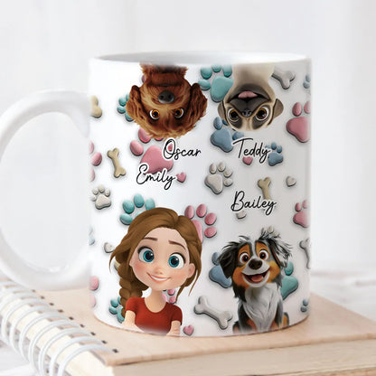 Personalized Ceramic Mug with Patriotic Paw-Print Design