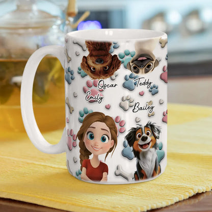 Personalized Ceramic Mug with Patriotic Paw-Print Design