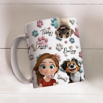 Personalized Ceramic Mug with Patriotic Paw-Print Design