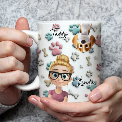 Personalized Ceramic Mug with Patriotic Paw-Print Design