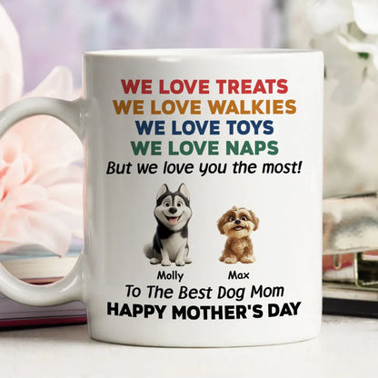 Custom Dog Dad Mug "We Love You the Most!" Funny Father's Day Gift for Pet Lovers, White Ceramic Cup