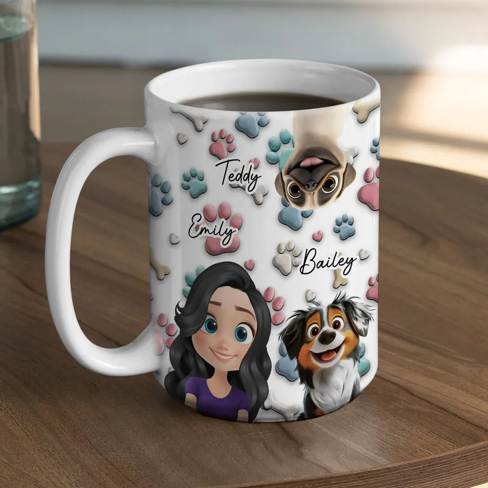 Personalized Ceramic Mug with Patriotic Paw-Print Design