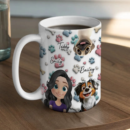 Personalized Ceramic Mug with Patriotic Paw-Print Design