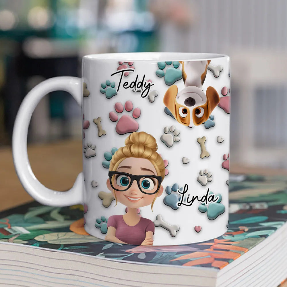 Personalized Ceramic Mug with Patriotic Paw-Print Design
