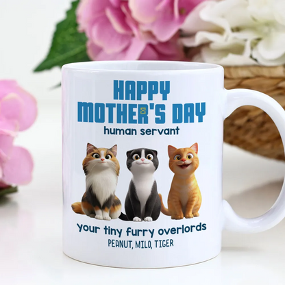 Customizable Cat Mom Mug 'Happy Mother's Day' Ceramic Mug with Pet Names