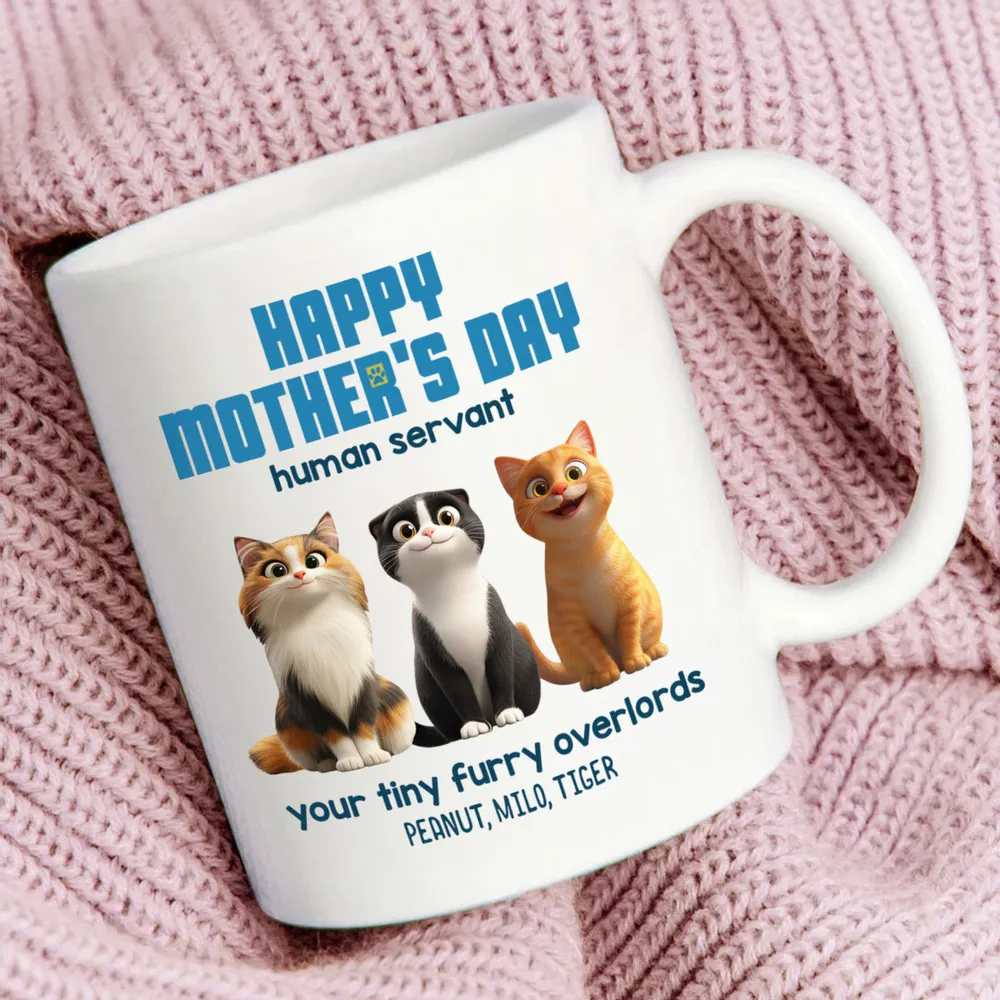 Customizable Cat Mom Mug 'Happy Mother's Day' Ceramic Mug with Pet Names