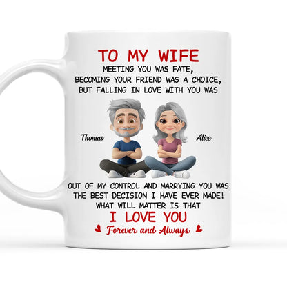 To My Wife Love Quote Ceramic Mug, Personalized Couple Cartoon, Romantic Morning Coffee Unique Gift