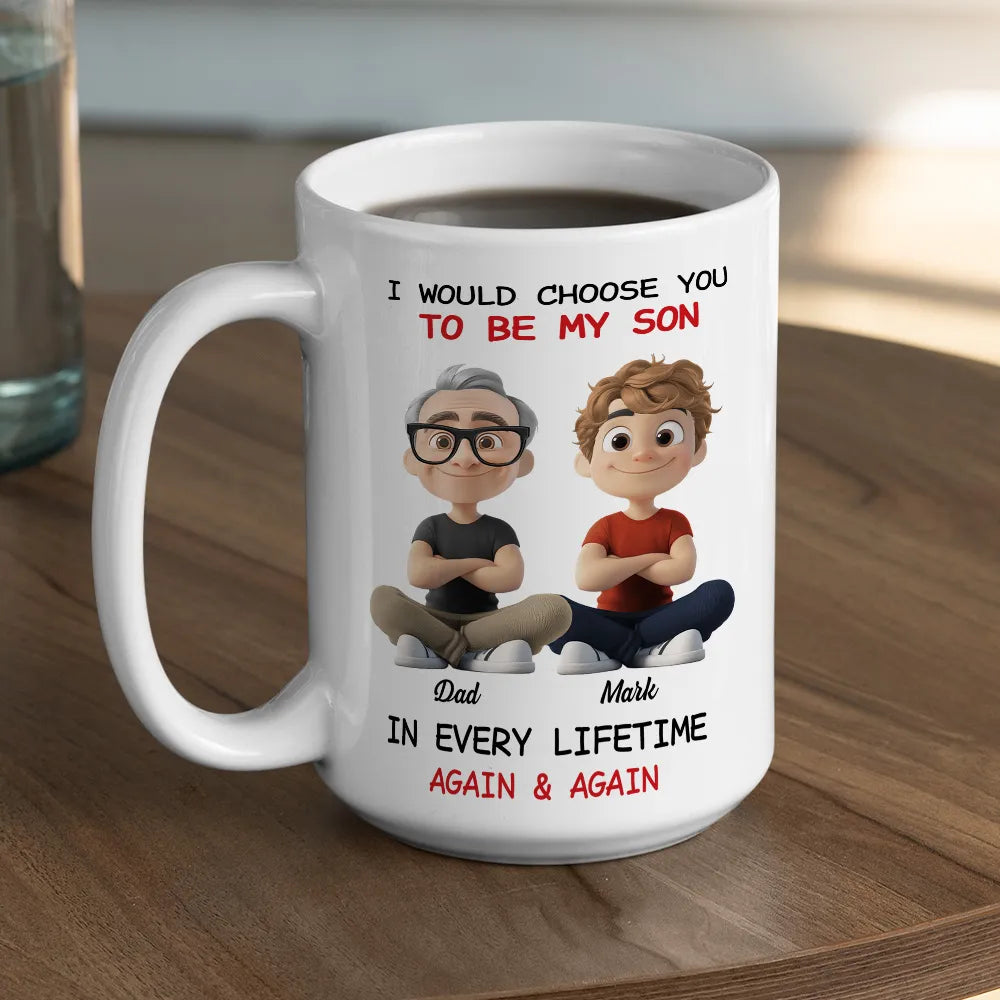 White Ceramic Mug with Heartwarming Mom and Son Design, Perfect Gift Choice